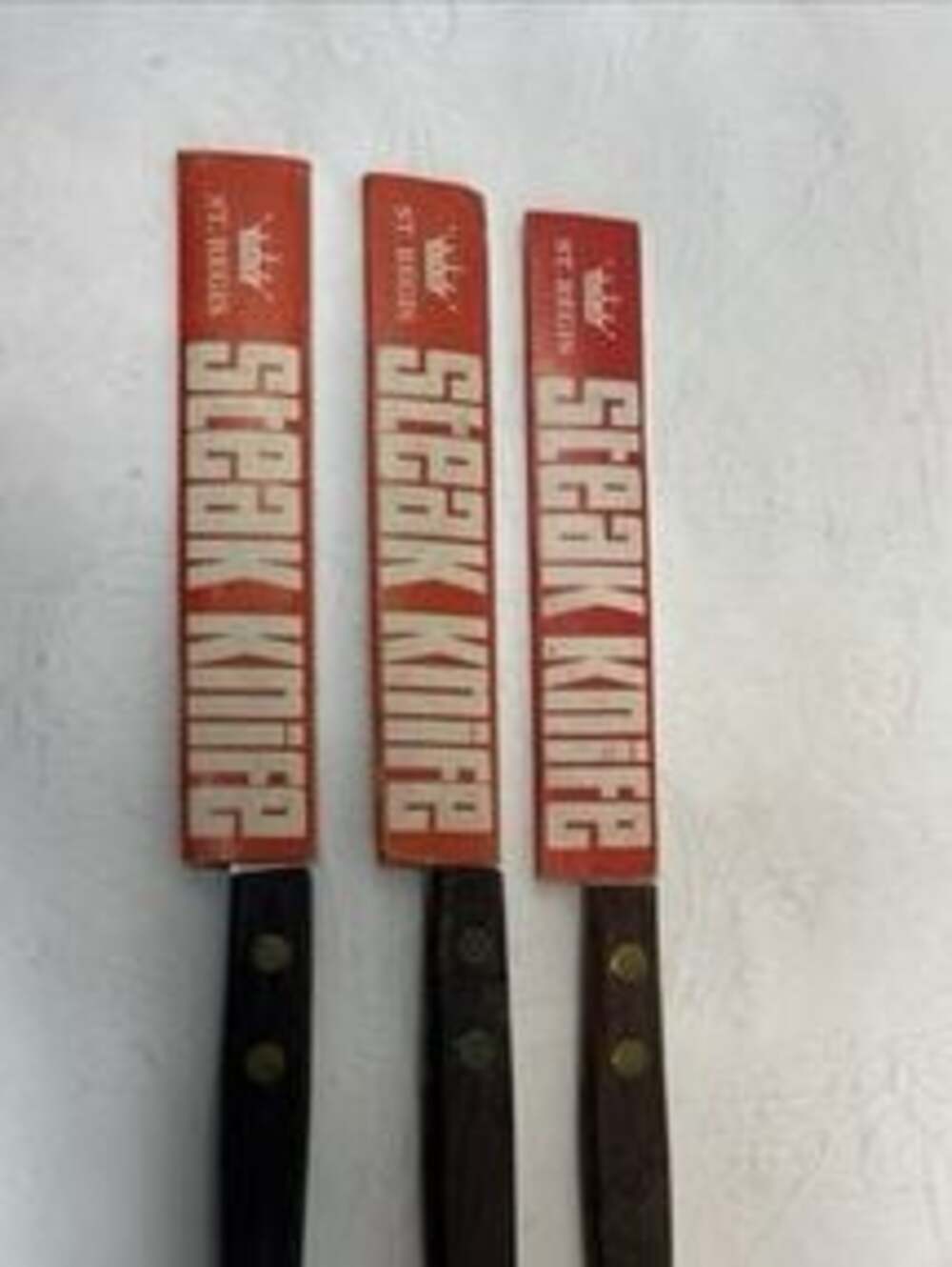 St. Regis Steak Knives 4 Wooden Handle 4" Blade Riveted Handle